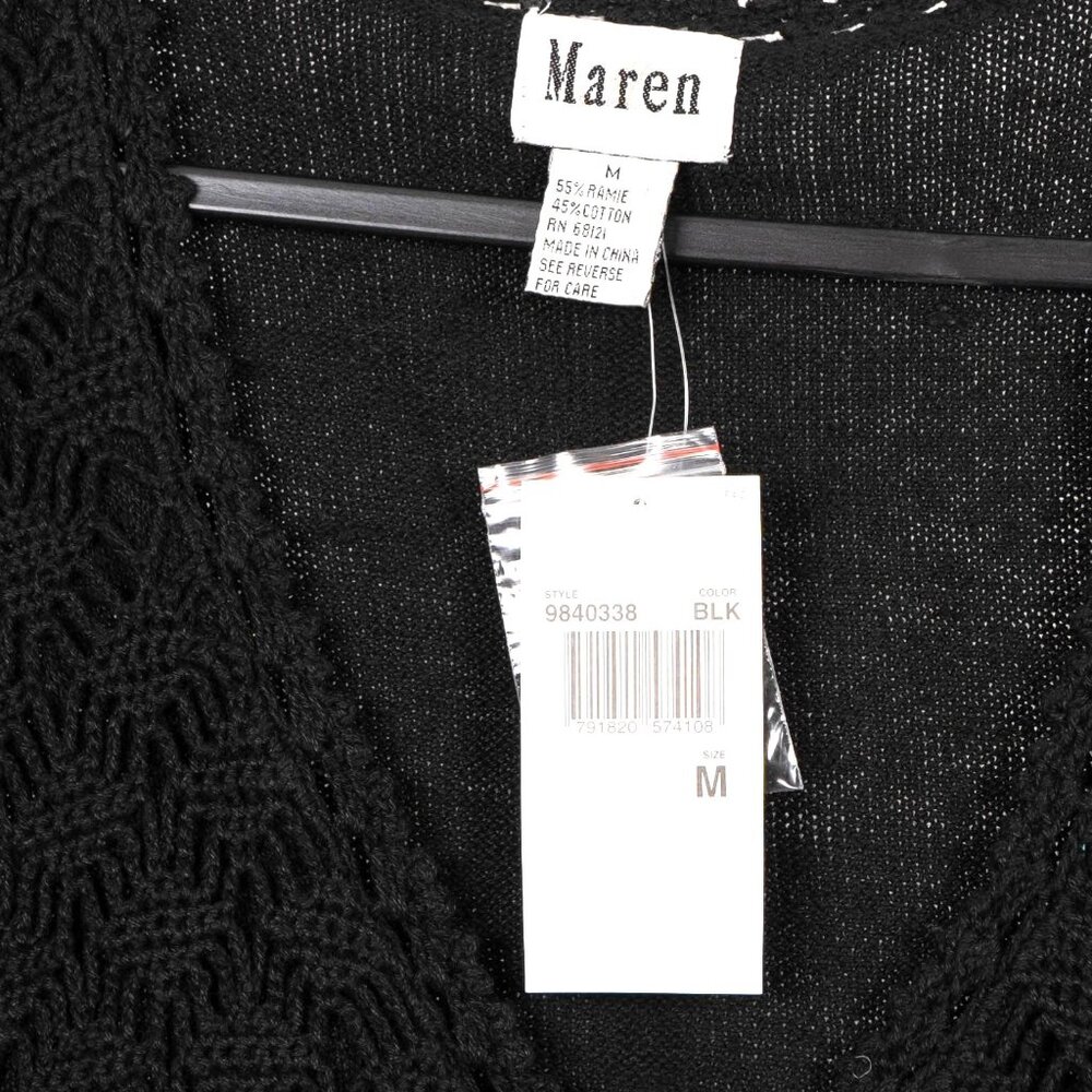 Maren VTG Crochet Vest M Women Black Sweater Buttons Whimsigoth Fairy Grammacore - Picture 4 of 5